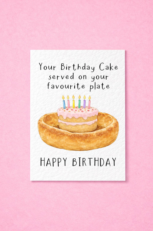 Giant Yorkshire Pudding Birthday Cake Greeting Card For Best Friend, Sibling, Relative, Favourite Plate