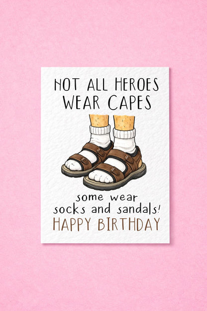 Funny Birthday Card: Humorous Greeting Card, Socks And Sandals Gift For Dad, Father, Friend, Uncle, Grandad