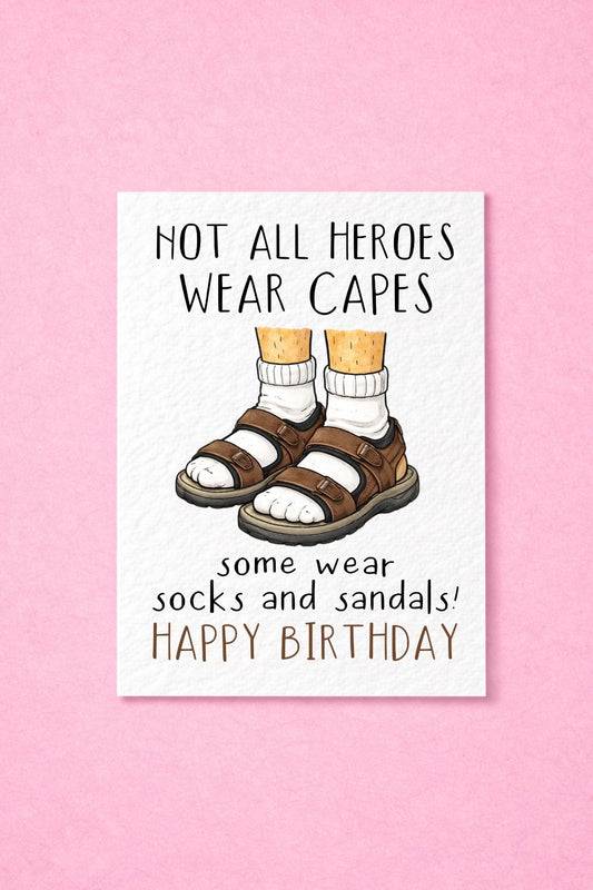 Funny Birthday Card: Humorous Greeting Card, Socks And Sandals Gift For Dad, Father, Friend, Uncle, Grandad