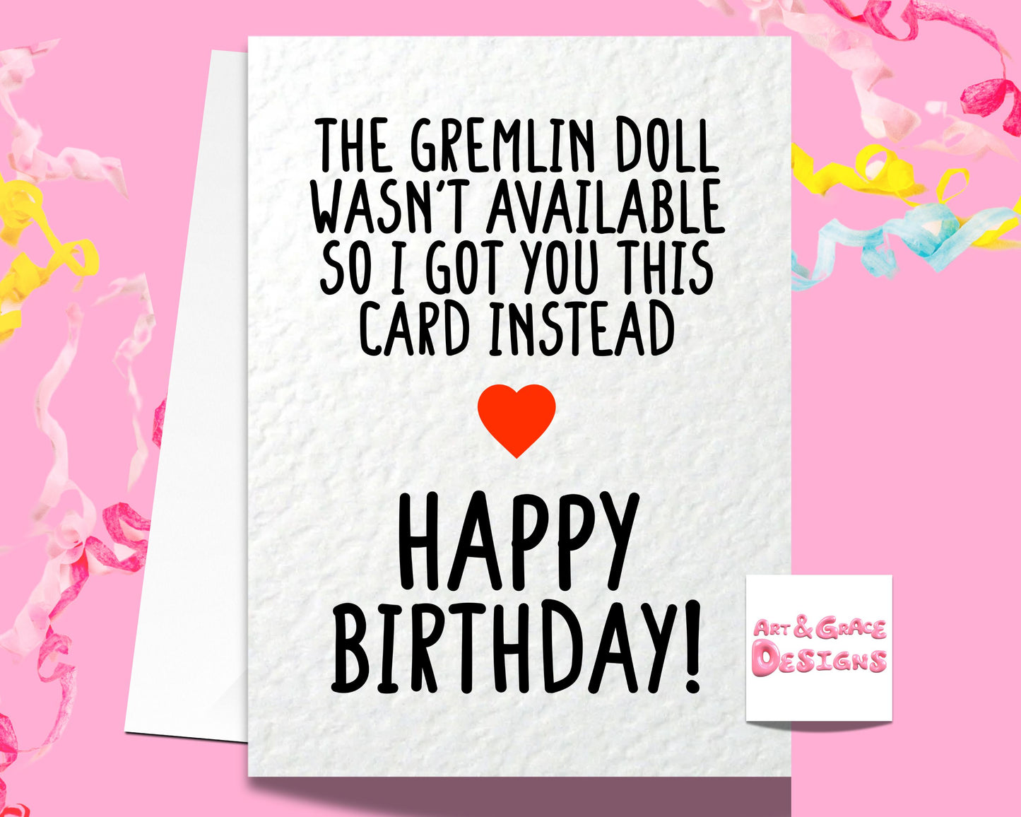 Funny Collectable Toy Greeting Card - Gremlin Wasn't Available Doll Troll Collectable - Happy Birthday - Humorous Birthday Card