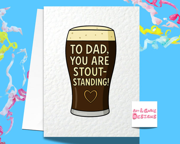 Beer Card, Stout Pint Birthday or Father's Day Card- Cheers Luxury Birthday Card - Card For Dad- Brother - Uncle - Grandad