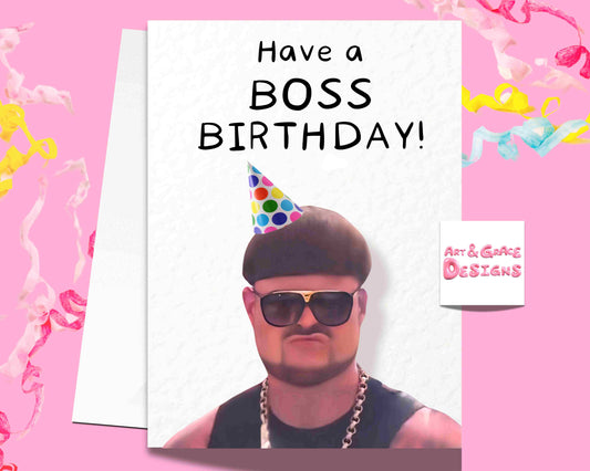Ibiza Final Boss Meme Birthday Greeting Card - Happy Birthday - Have a BOSS Birthday- Humorous Card - Funny