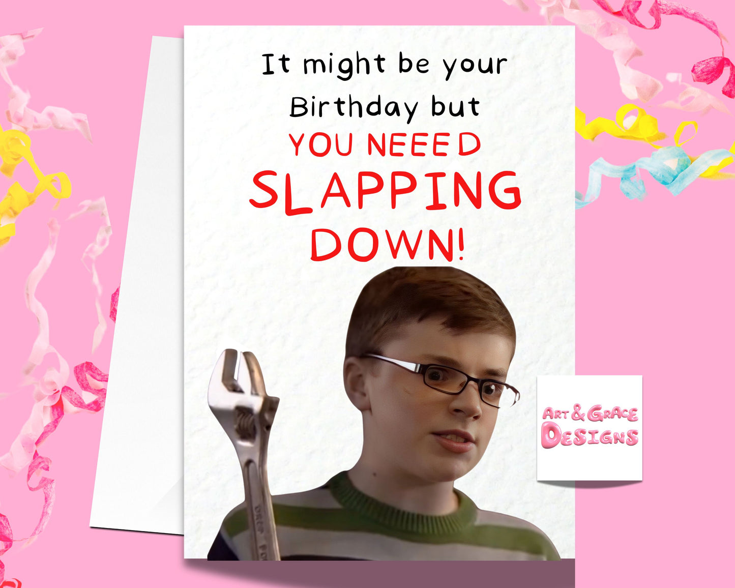 Slapping Down Birthday Card - Funny Soap Greeting Card - Happy Birthday - Humorous TV Show Card - Funny Internet Meme - Rice Cake