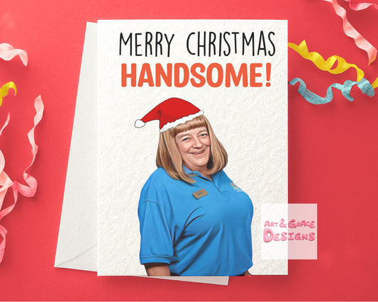 Funny Merry Christmas Handsome Humorous Christmas Greeting Card