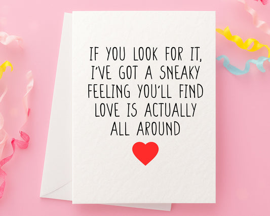 Cute Love Is All Around Greeting Card,  Birthday Card For Partner, Boyfriend, Girlfriend, Friend