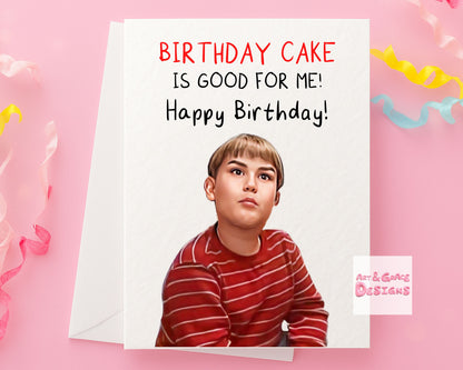 King Curtis Greeting Card - Birthday Cake Is Good For Me - Happy Birthday - Humorous Card - Funny Internet Meme - Bacon Is Good For Me