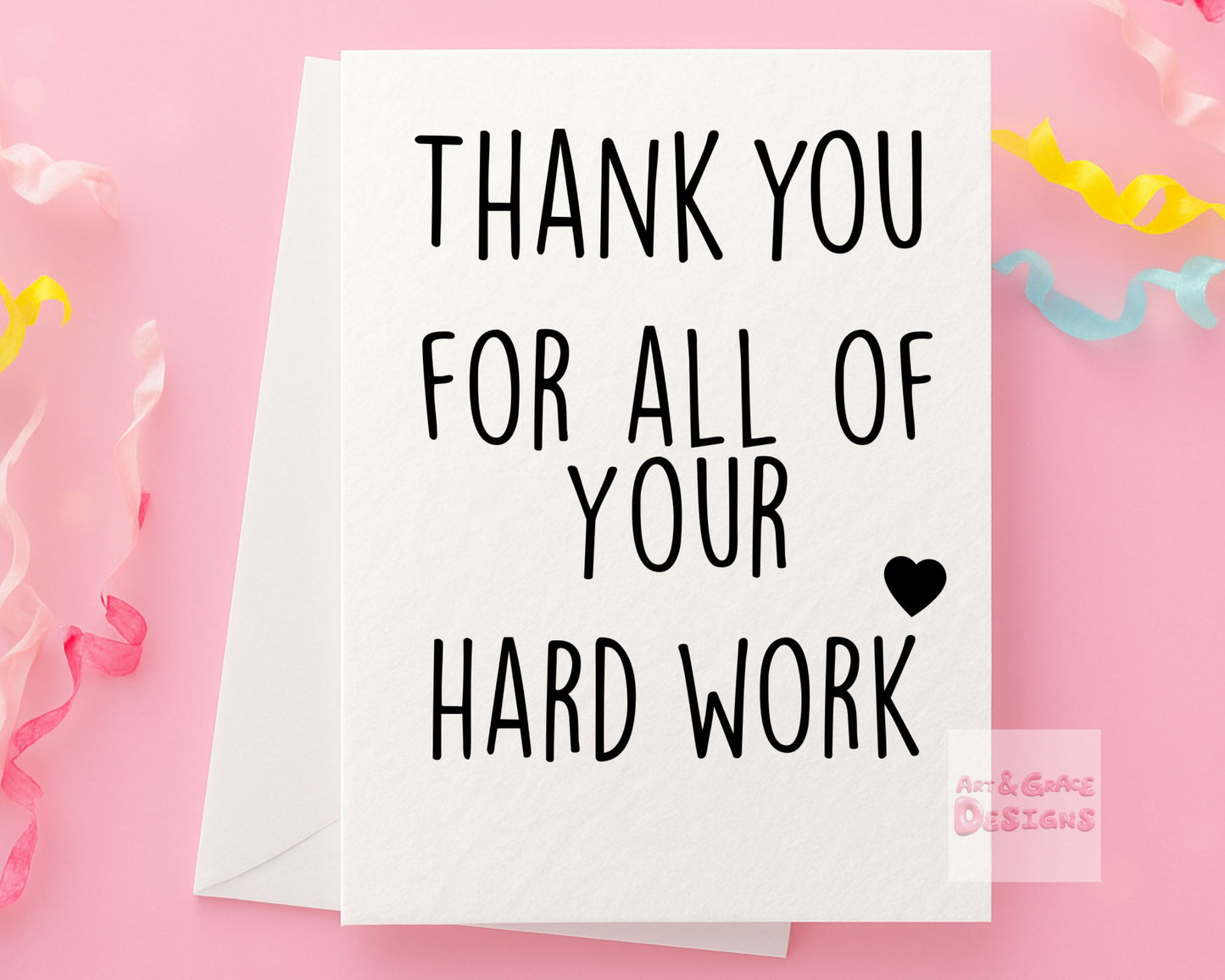 Luxury Thank You Card - Thank You For All Of Your Hard Work - Gratitude Card
