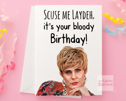 Charity Shop Sue Greeting Card -Birthday Card- Excuse me Laydeh! - Funny Sketch Show Comedy - Humorous Card