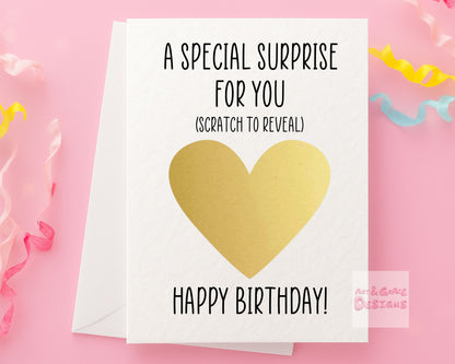 Birthday Surprise Scratch Card, Gift Reveal, Surprise Greeting Card, Birthday Card, Surprise Trip, Holiday, Birthday Gift