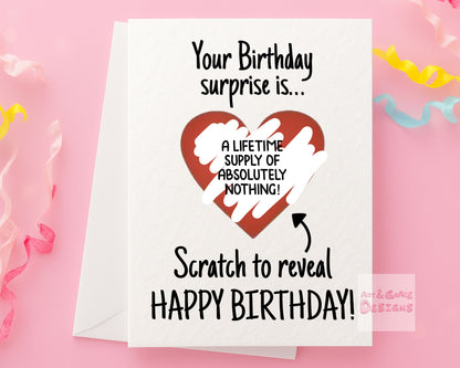 Funny Birthday Surprise Scratch Card, Cheeky Gift Reveal, Surprise Greeting Card, Birthday Card,  Rude Birthday Gift For Sibling, Friend