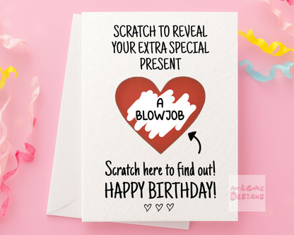 Funny Birthday Surprise Scratch Card, Cheeky Gift Reveal Greeting Card, Birthday Card, Rude Birthday Gift For BoyFriend, Partner, Husband