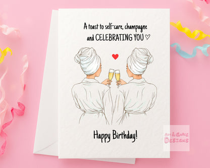 Bestie Spa Birthday Card: Self-Care Wellness Greeting Card