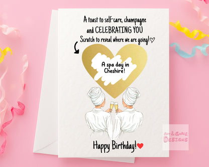 Bestie Spa Scratch To Reveal Birthday Card: Self-Care Wellness Greeting Card