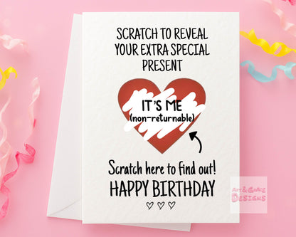 Funny Birthday Surprise Scratch Card, Cheeky Gift Reveal Greeting Card, I'm The Gift,Rude Birthday Gift For BoyFriend, Brother Partner