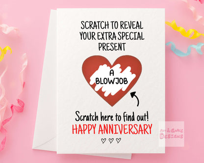 Funny Anniversary Surprise Scratch Card, Cheeky Gift Reveal Greeting Card, Anniversary,  Rude Birthday Gift For BoyFriend, Partner, Husband