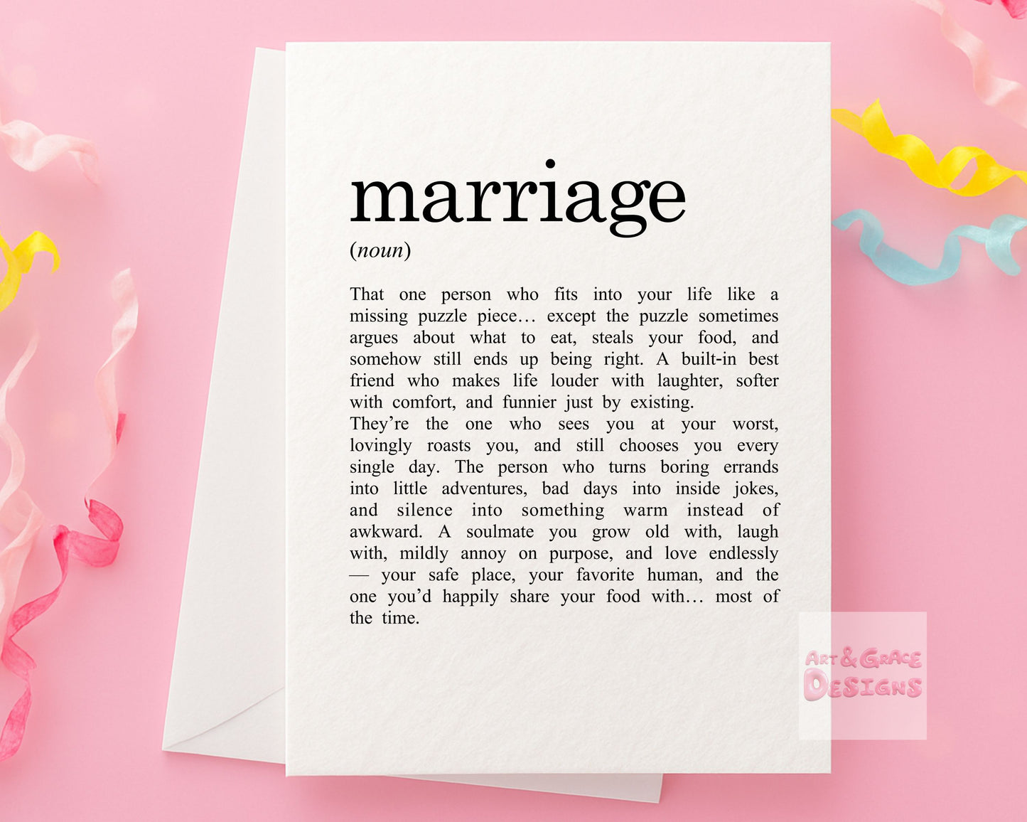 Marriage Soulmate Card-  Birthday Card For Partner -Best Friend - Girlfriend - Boyfriend