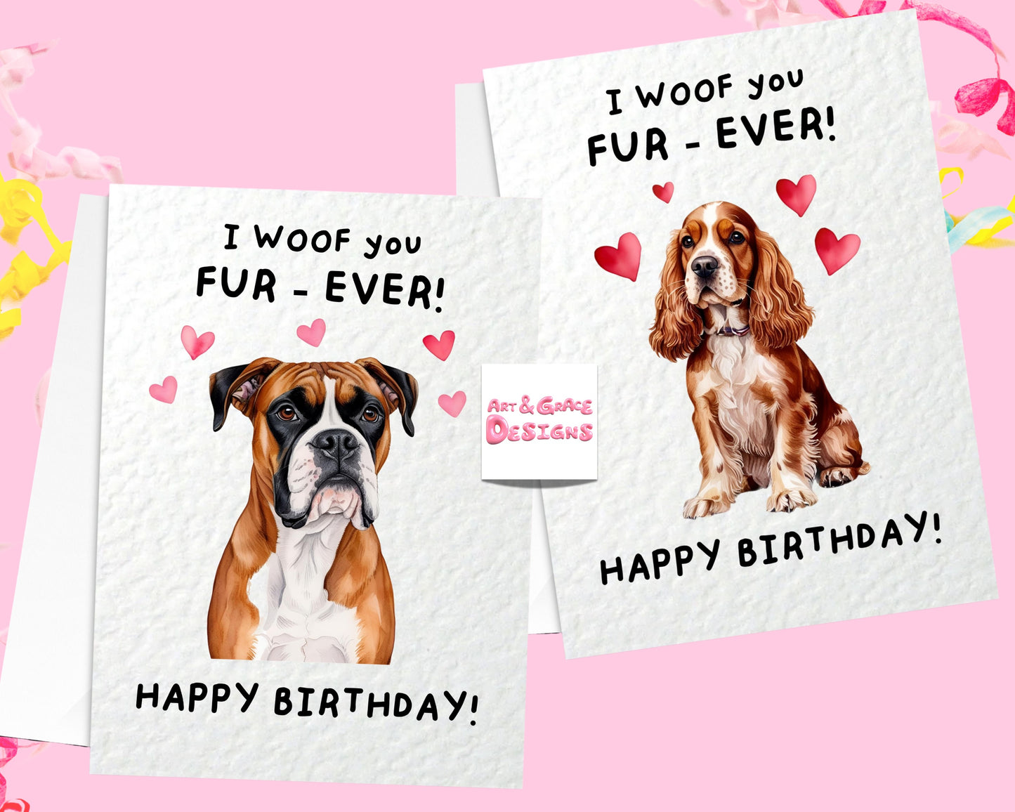 Cute Dog Card - Pick Your Favourite Breed Of Dog Birthday Card- Whippet- Dachshund - French Bulldog- Labrador - Pug - Cockapoo- Retriever