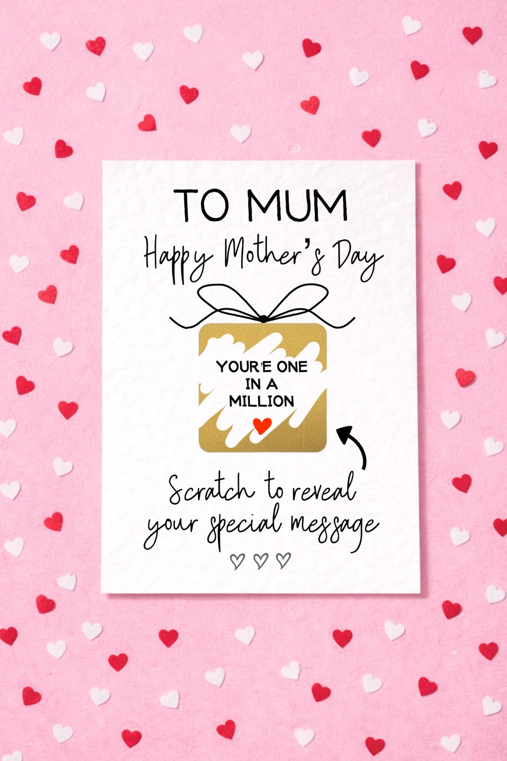 Mother's Day Surprise Scratch Card, You're One In A Million, Greeting Card, Surprise Gift, Gold Gift Present Box