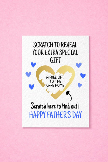 Fathers's Day Surprise Greeting Card, Gift Reveal, Funny Greeting Card, Surprise Gift, Gold Heart, Care Retirement Pun