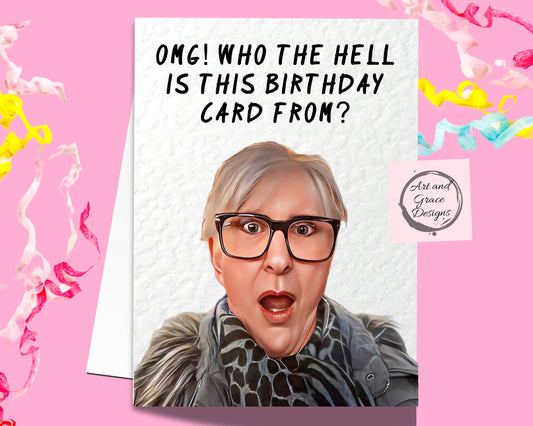 The Traitors Linda Greeting Card - Who The Hell Is This Birthday Card From? Reality Game Show - Funny  Happy Birthday -Claudia Winkleman