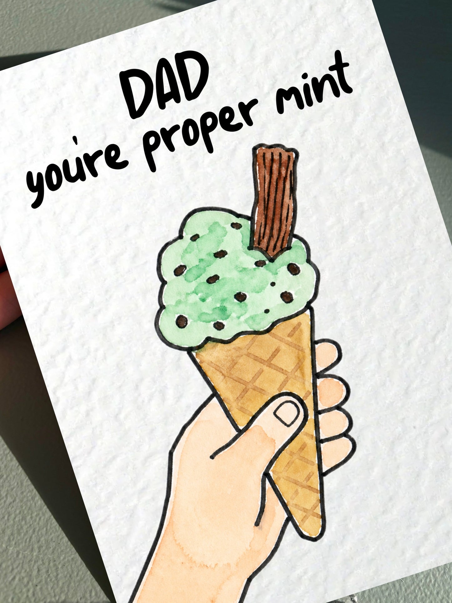 Funny Dad Birthday Card – “Dad You’re Proper Mint” Ice Cream Card