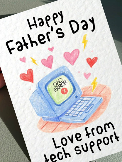 Tech Support, Fathers Day Greeting Card, Laptop, Computer Wizard, Funny Tech Dad Gift