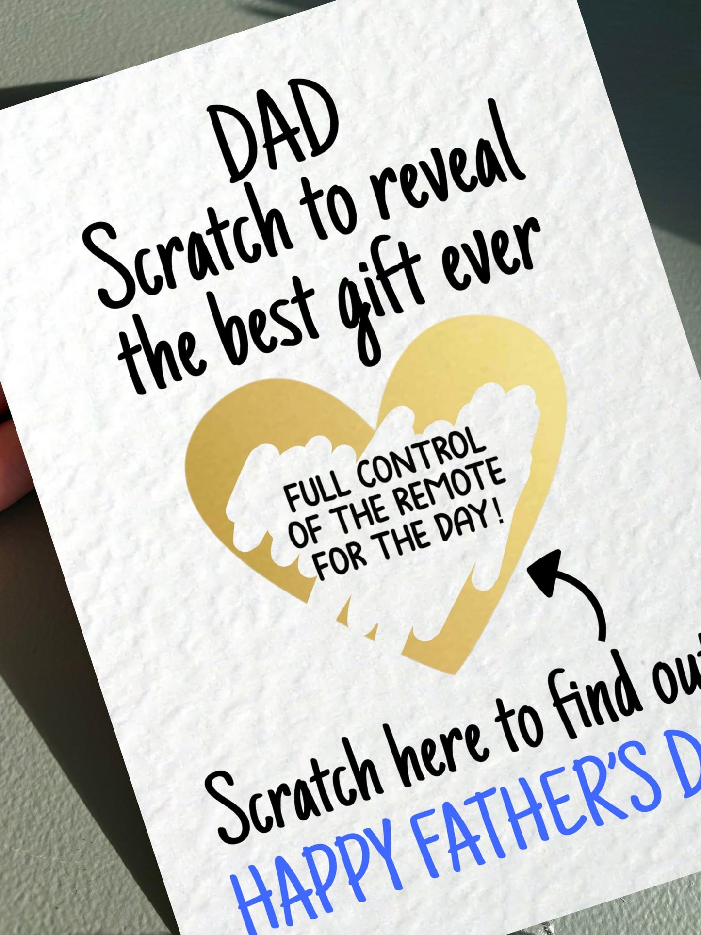 Father's Day Surprise Greeting Card, Gift Reveal, Funny Greeting Card, Surprise Gift, Gold Heart, Remote Control TV