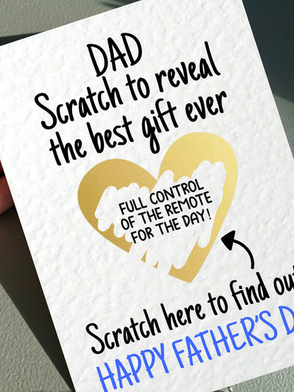 Father's Day Surprise Greeting Card, Gift Reveal, Funny Greeting Card, Surprise Gift, Gold Heart, Remote Control TV