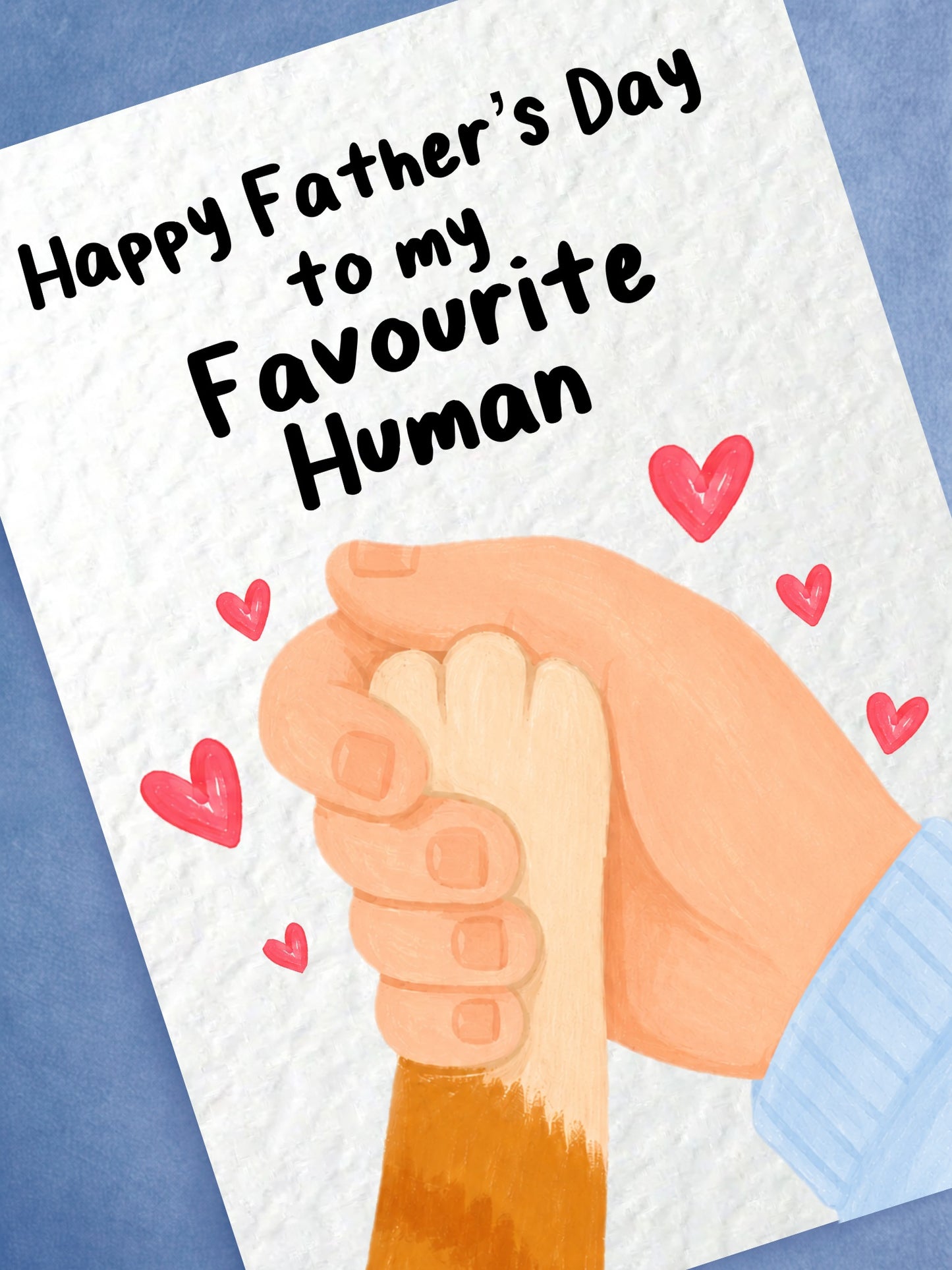 Father's Day Card From The Cat, Favourite Human, Pet Birthday Greeting Card, Paw Print