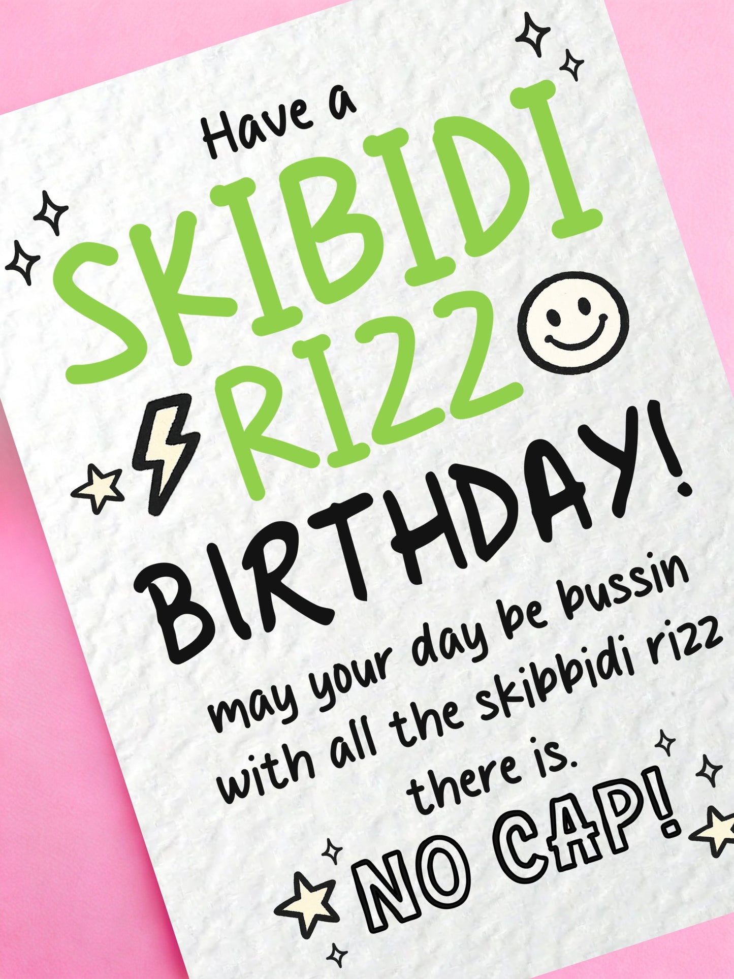 Have a Skibidi Rizz Birthday Card, Funny Gen Z Birthday Card, Teen Birthday Card, Meme Birthday, No Cap Greeting Card