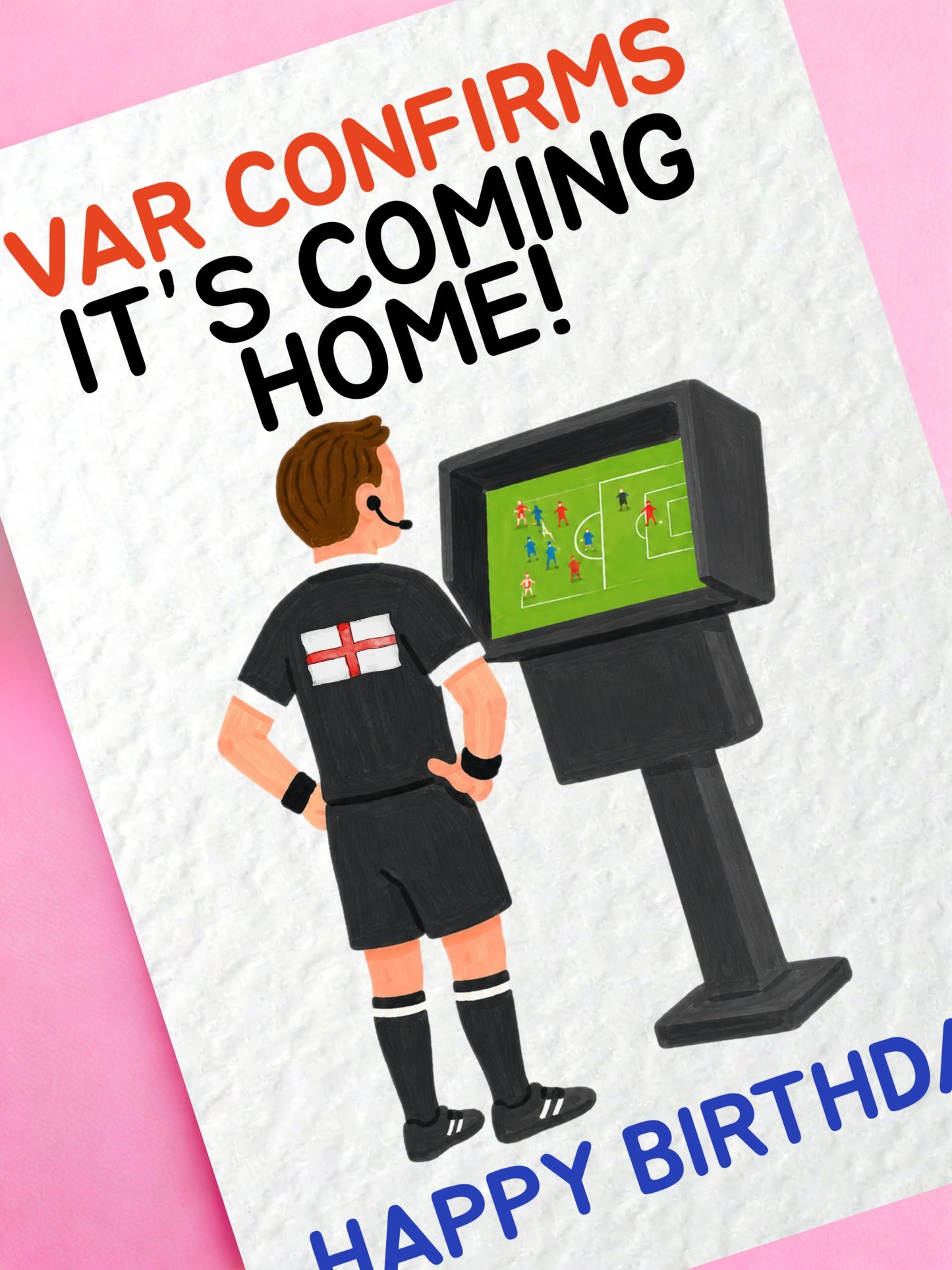 Funny Football Birthday Card, VAR Confirms It’s Coming Home! England Football Fan, Soccer For Him, Funny Sports Card