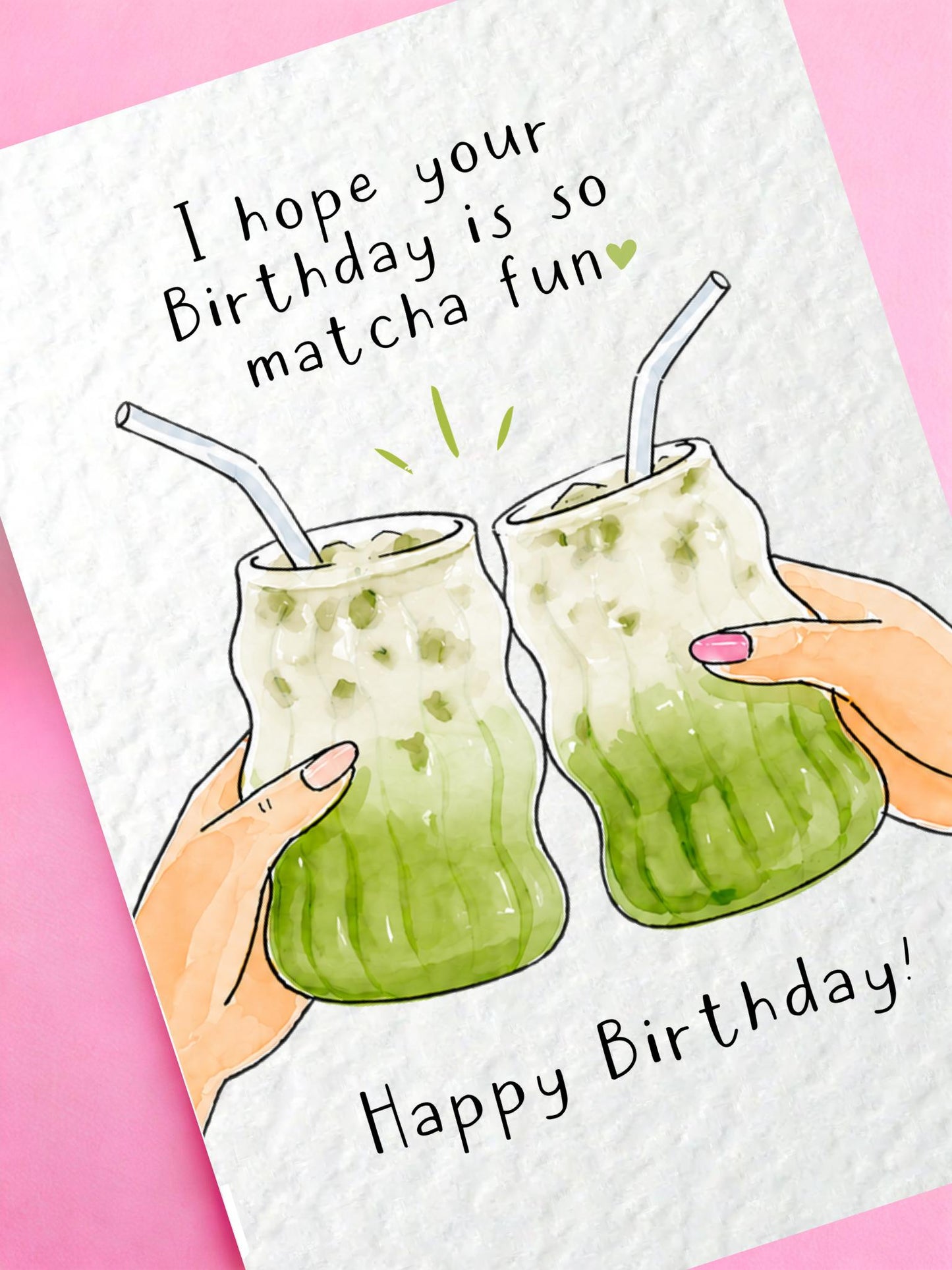 Matcha Birthday Card: Cute Milk Green Drink Greeting Card