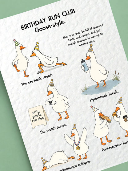 Birthday Run Club, Goose-Style Greeting Card, Funny Runners, Marathon, Half Marathon & Run Club Gift
