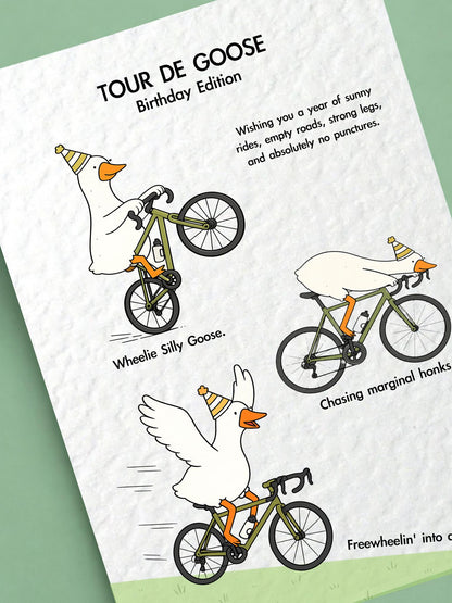 Funny Cycling Birthday Card, Tour De Goose, Road Bike Birthday Card, Cyclist Gift