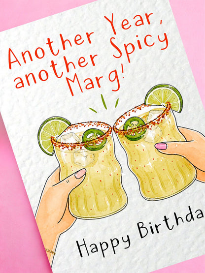 Spicy Margarita Birthday Card, Funny Cocktail Birthday Card, Happy Birthday Card for Best Friend, Marg Lover Birthday Card