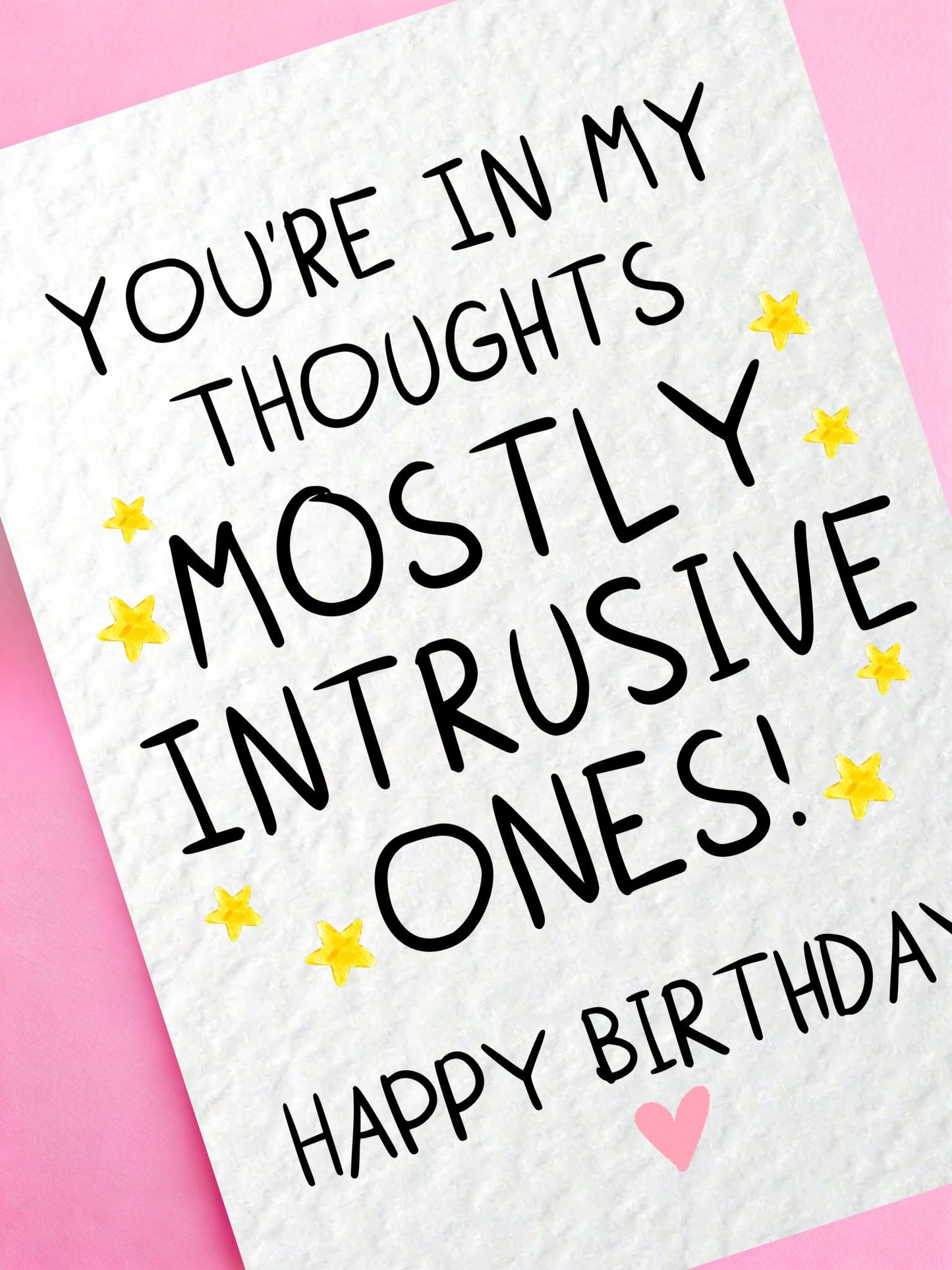 Funny Birthday Card for Friend, You're in My Thoughts, Mostly Intrusive Ones, Sarcastic Birthday Card, Best Friend Card