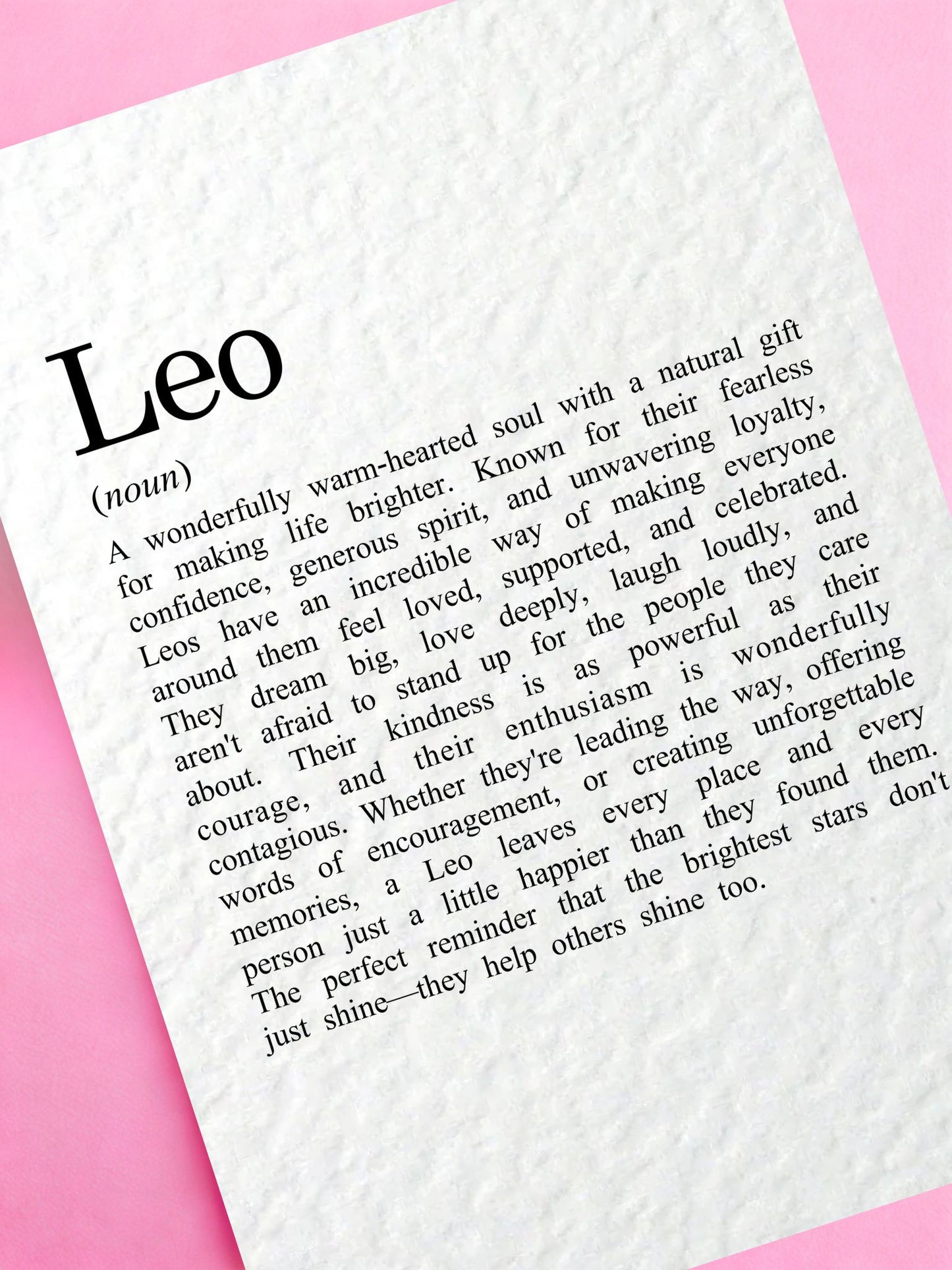 Leo Zodiac Birthday Card, Star Sign Definition Card, Astrology Leo Gift for Her, Horoscope, July August Birthday