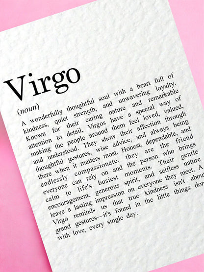 Virgo Zodiac Birthday Card, Star Sign Definition Card, Astrology, Virgo Gift for Her, Horoscope Card, August September Birthday