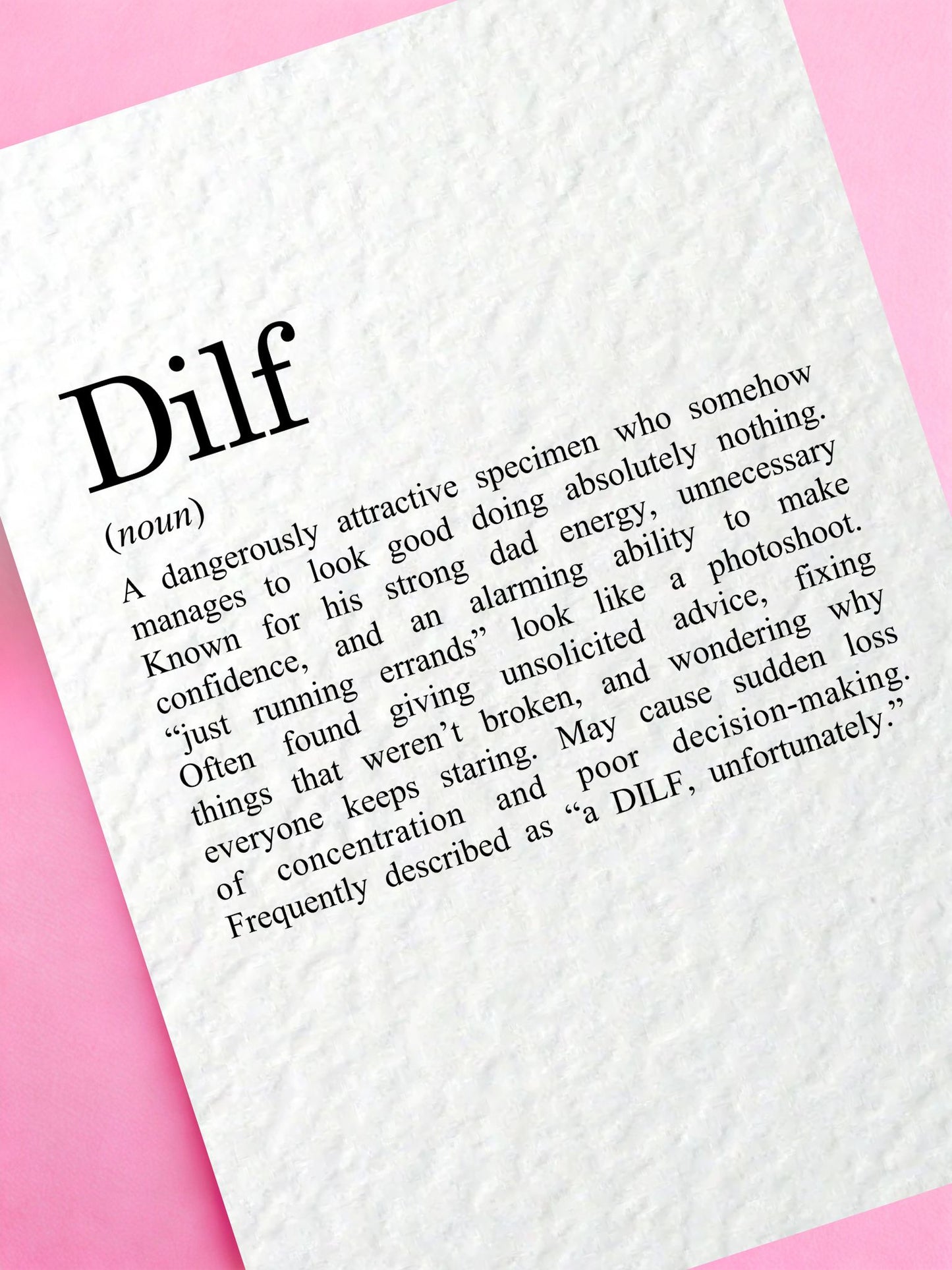 DILF Funny Greeting Card, Hilarious Dictionary Definition Birthday Card for Husband, Boyfriend, Dad Joke, Gag Meaning