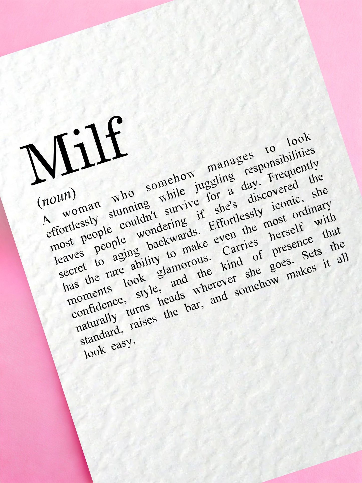MILF Funny Greeting Card, Cheeky Birthday for Wife or Girlfriend,  Funny Mother's Day, Dictionary Definition Gift