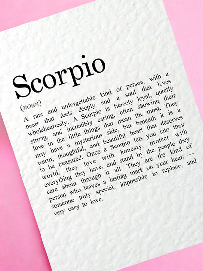 Scorpio Birthday Card, October November, Zodiac Gift for Scorpio, Sweet Card for a Special Someone, Friend