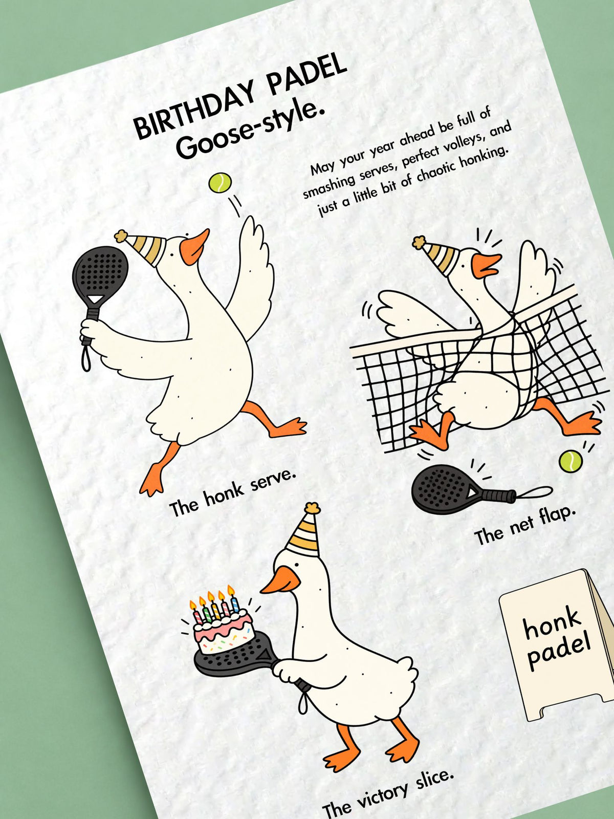Funny Padel Birthday Card, Goose Padel Gift, Hilarious Sports Greeting, Tennis Lover Present, Quirky Player Keepsake, Court-Themed Design