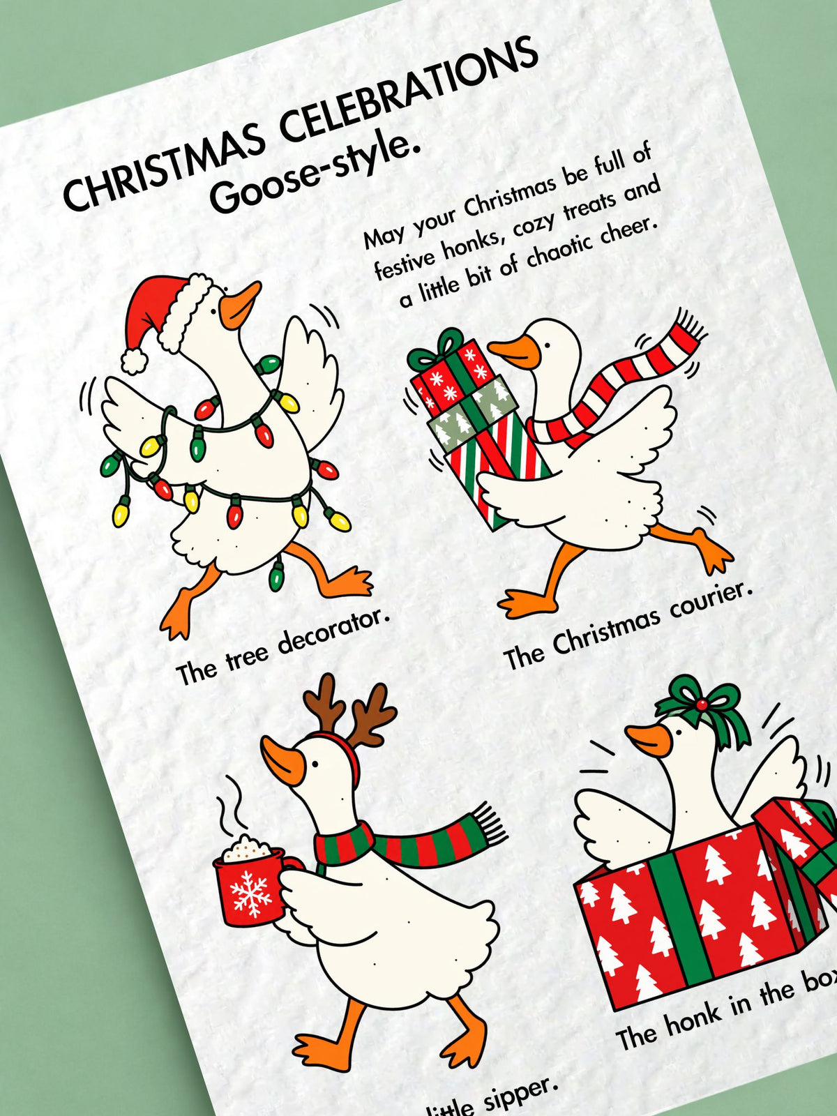 Funny Christmas Goose Card, Festive Holiday Greeting, Quirky Xmas Gift, Humorous Present, Seasonal Keepsake, Cheerful Goose Design, Xmas Fun