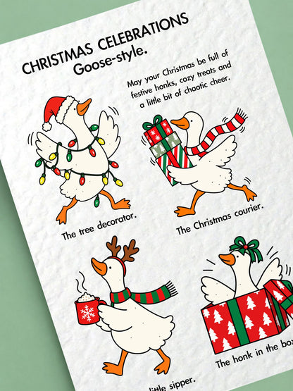 Funny Christmas Goose Card, Festive Holiday Greeting, Quirky Xmas Gift, Humorous Present, Seasonal Keepsake, Cheerful Goose Design, Xmas Fun