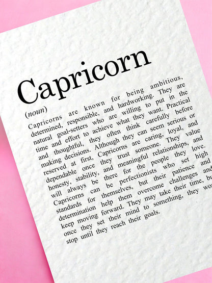 Capricorn Birthday Card, Zodiac Gift, Astrology Greeting, Star Sign Present, Horoscope Keepsake, January Birthday, December Thoughtful Gift