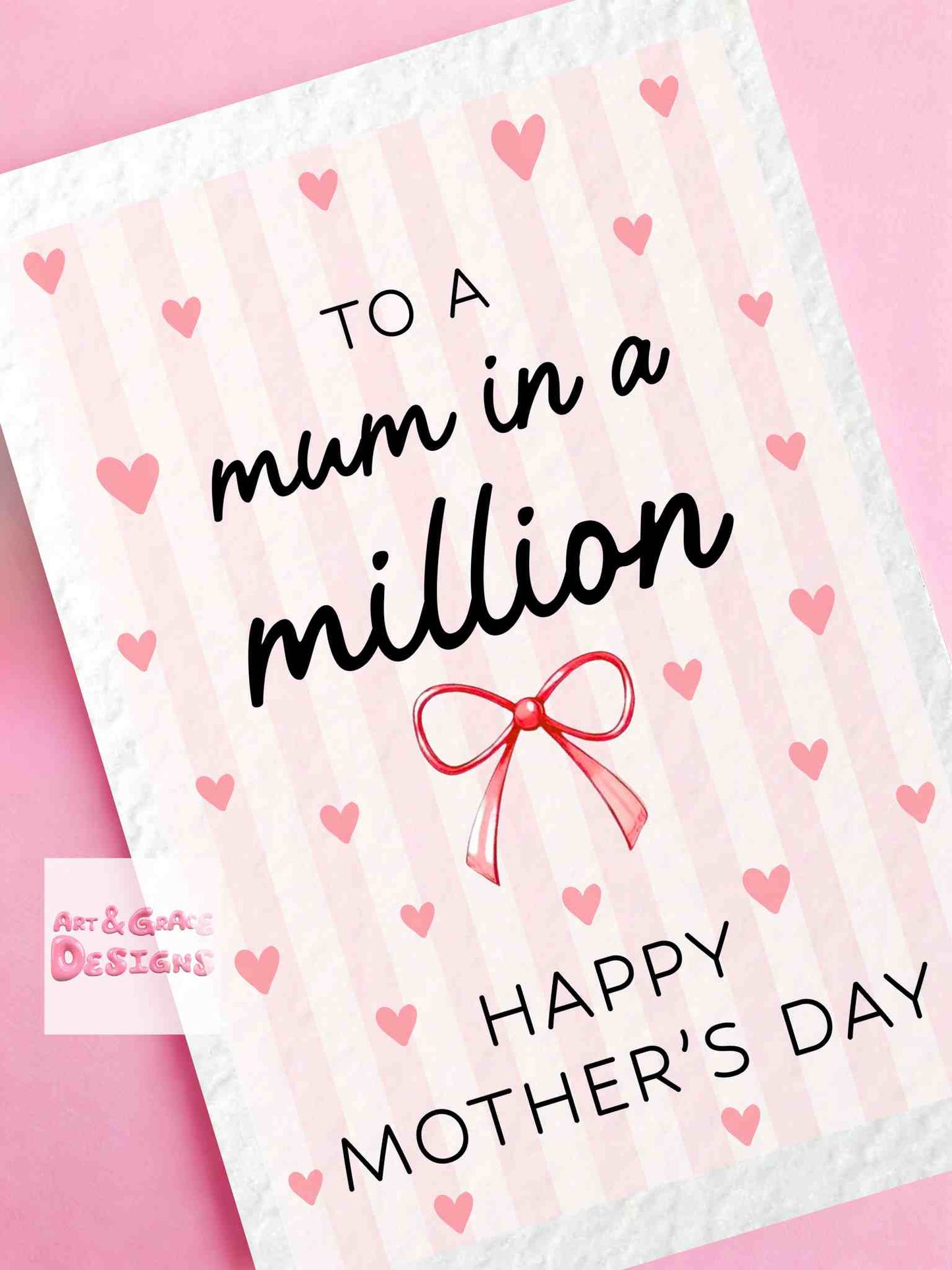 Mother's Day Greeting Card, To The Mum In A Million, Birthday Card For Mum