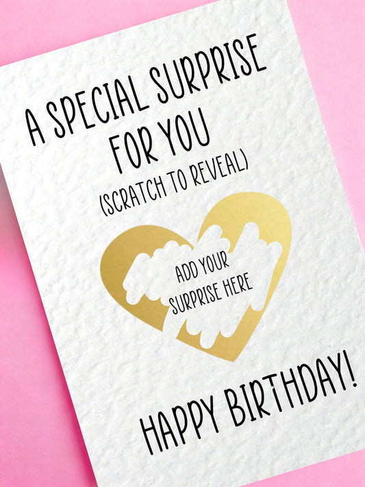 Birthday Surprise Scratch Card, Gift Reveal, Surprise Greeting Card, Birthday Card, Surprise Trip, Holiday, Birthday Gift