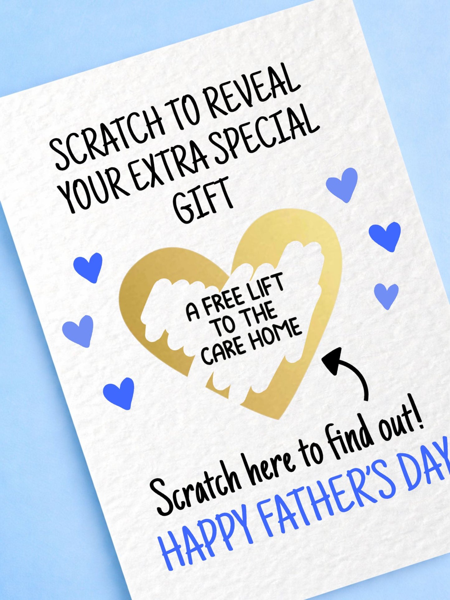 Fathers's Day Surprise Greeting Card, Gift Reveal, Funny Greeting Card, Surprise Gift, Gold Heart, Care Retirement Pun