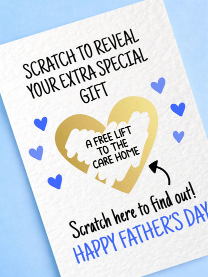 Fathers's Day Surprise Greeting Card, Gift Reveal, Funny Greeting Card, Surprise Gift, Gold Heart, Care Retirement Pun