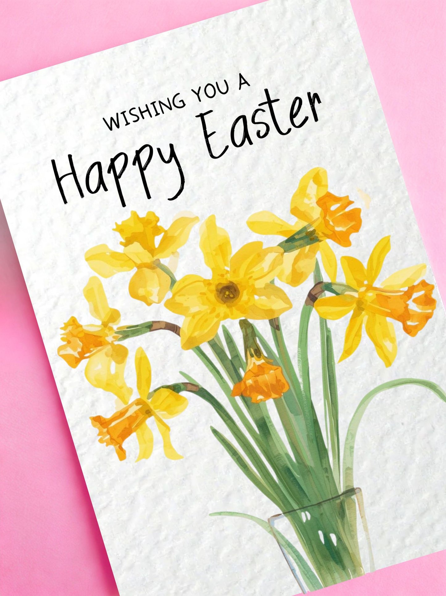 Easter Daffodil Card For Friend, Daughter, Granddaughter, Goddaughter, Any Relation, Cute Easter Bunny Card Flowers